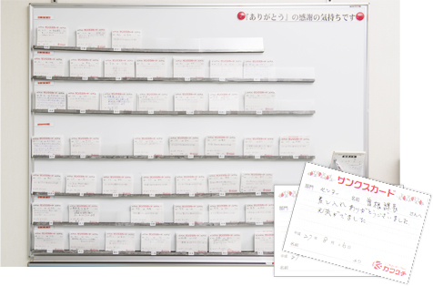 サンクスカードを渡すためのホワイトボード